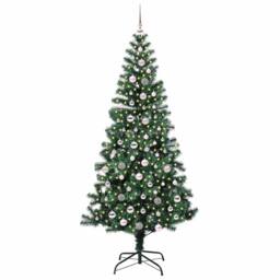 Berkfield Home Elegant Artificial Pre-lit Christmas Tree Green 240 cm PVC & Metal - thumbnail 1