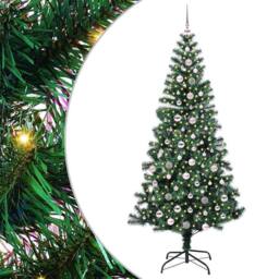 Berkfield Home Elegant Artificial Pre-lit Christmas Tree Green 240 cm PVC & Metal - thumbnail 3