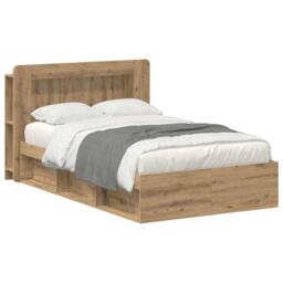 Berkfield Home Bed Frame with Storage Artisan Oak 120 x 200 cm Engineered Wood in Brown - thumbnail 2