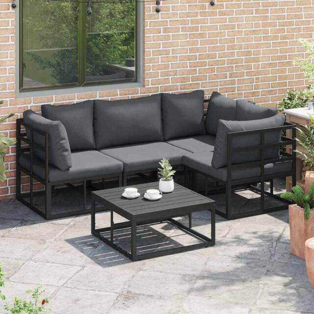Berkfield Home Garden Sofa Set with Cushion with Pillow 4 pcs Black Aluminium - image 1