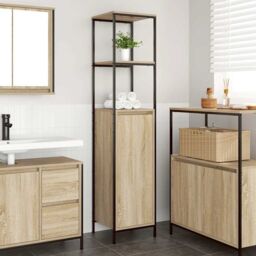 Berkfield Home Bathroom Cabinet with Shelves Sonoma Oak 36x35x165 cm in Brown - Size: 36 x 35 x 165 cm - thumbnail 1