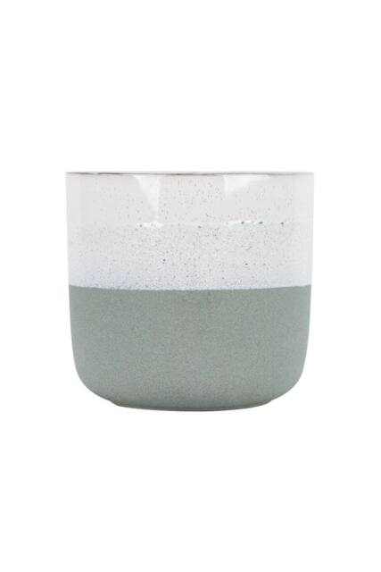 KDMD Hortus Green & White Bordeaux Stoneware Pot 22.5cm H x 24.5cm Dia - image 1