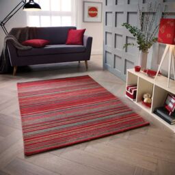 The Rug Shop UK Red Handmade Modern Easy to clean Striped Area Rug - Size: 200 cm x 280 cm - thumbnail 1