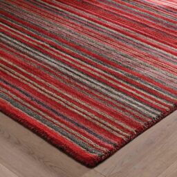 The Rug Shop UK Red Handmade Modern Easy to clean Striped Area Rug - Size: 200 cm x 280 cm - thumbnail 2