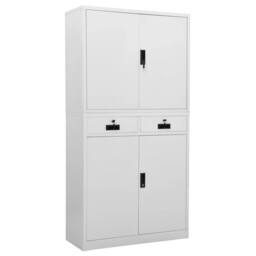 Berkfield Home Office Cabinet Light Grey 90x40x180 cm Steel - Size: 90 x 40 x 180 cm - thumbnail 2
