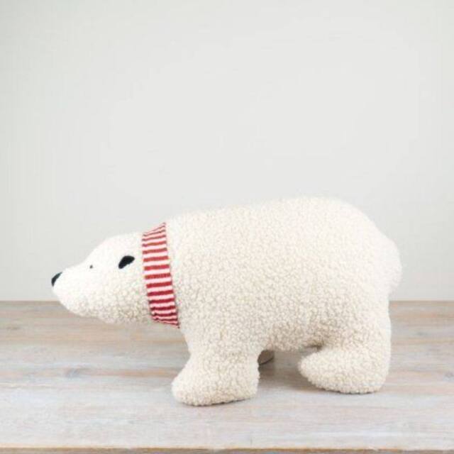 Garden Greatness Snuggle Polar Bear Christmas Cushion in White - Size: 1 Pack