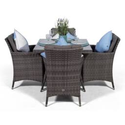 Thats Furniture Savannah Square 4 Seater Rattan Patio Dining Set in Grey - thumbnail 4