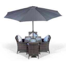 Thats Furniture Savannah Square 4 Seater Rattan Patio Dining Set in Grey - thumbnail 3