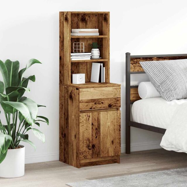 Berkfield Home Bedside Cabinet Old Wood 39x35x125 cm Engineered Wood - Size: 39 x 35 x 125 cm