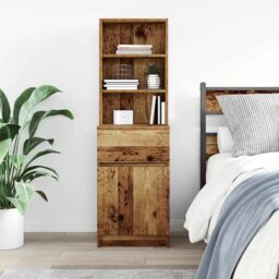 Berkfield Home Bedside Cabinet Old Wood 39x35x125 cm Engineered Wood - Size: 39 x 35 x 125 cm - thumbnail 3