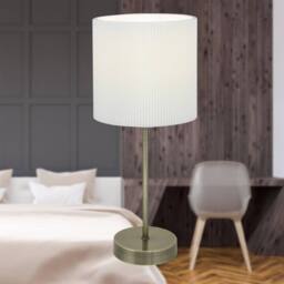 First Choice Lighting Antique Brass Stick Table Lamp with White Micropleat Shade in Bronze - thumbnail 4