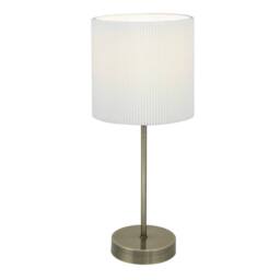 First Choice Lighting Antique Brass Stick Table Lamp with White Micropleat Shade in Bronze - thumbnail 1