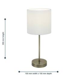 First Choice Lighting Antique Brass Stick Table Lamp with White Micropleat Shade in Bronze - thumbnail 5