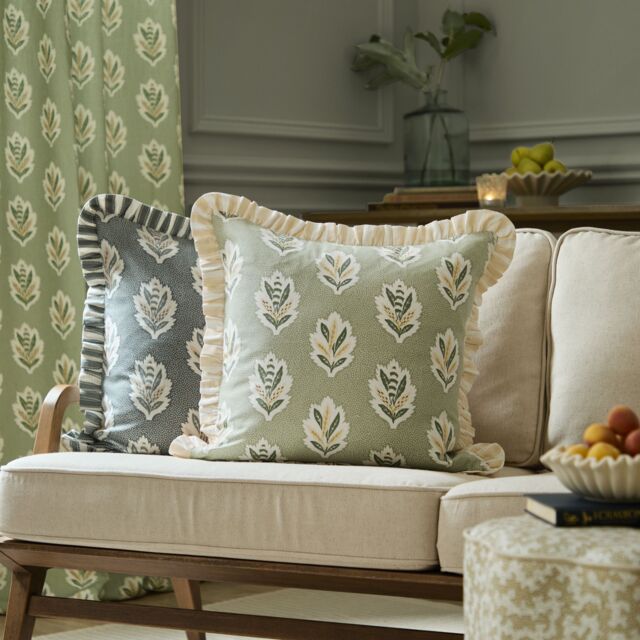 Sanderson Sessile Leaf Ruffle Cushion in Light Green - Size: 50 cm x 50 cm - image 1