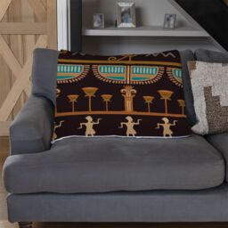 Benjamin Tate Design Orange & Black Hieroglyphs Blanket in Natural - Size: 120 cm x 150 cm - thumbnail 2