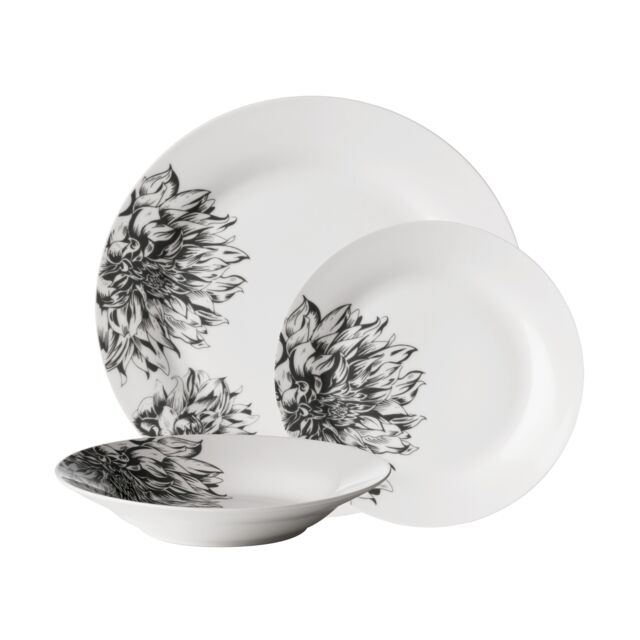 Orsina Stylish Botanic 12 Piece Dinner Set, Durable Dinner Set For Dinner, Contemporary Design Crockery Set in White - image 1