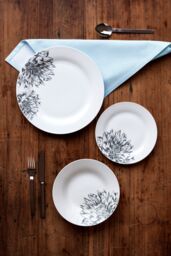 Orsina Stylish Botanic 12 Piece Dinner Set, Durable Dinner Set For Dinner, Contemporary Design Crockery Set in White - thumbnail 3