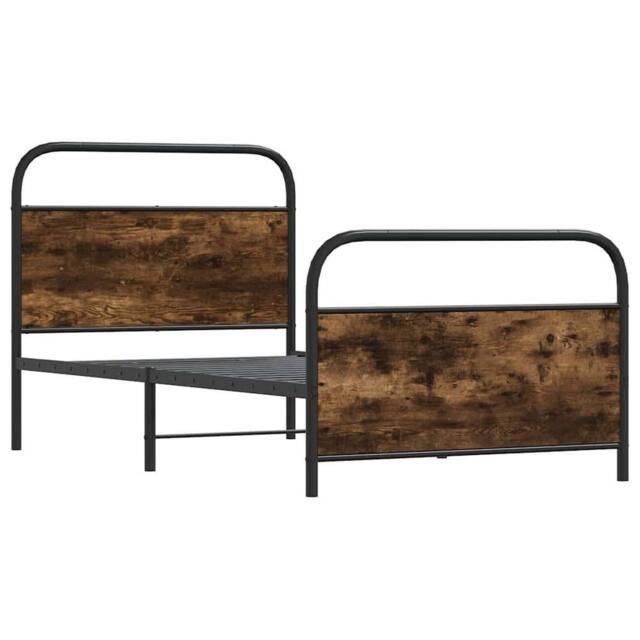 Berkfield Home Elegant Bed Frame Without Mattress 90x200 cm Smoked Oak Engineere in Brown - image 1