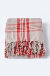 Homescapes Tartan Check Sofa & Bed Throw in Red - Size: 150 cm x 200 cm - thumbnail 2