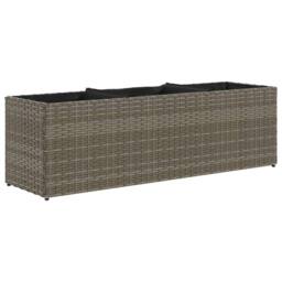 Berkfield Home Garden Planters with 3 Pots 2 pcs Grey 105x30x32 cm Poly Rattan - Size: 105 x 30 x 32 cm - thumbnail 5