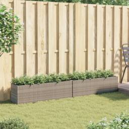 Berkfield Home Garden Planters with 3 Pots 2 pcs Grey 105x30x32 cm Poly Rattan - Size: 105 x 30 x 32 cm - thumbnail 3