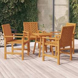 Berkfield Home Beautiful Garden Dining Chairs 4 pcs Solid Wood Acacia in Brown - thumbnail 2