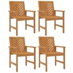 Berkfield Home Beautiful Garden Dining Chairs 4 pcs Solid Wood Acacia in Brown - thumbnail 3