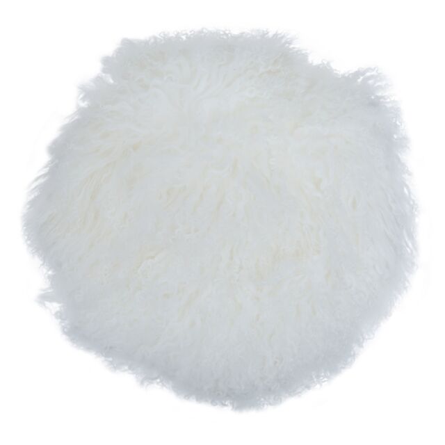 Orsina Bosie Mongolian Fur White Round Cushion - image 1