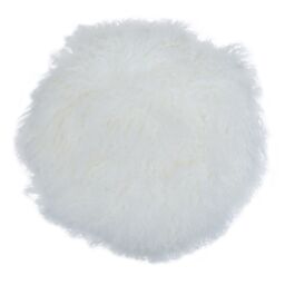 Orsina Bosie Mongolian Fur White Round Cushion - thumbnail 1