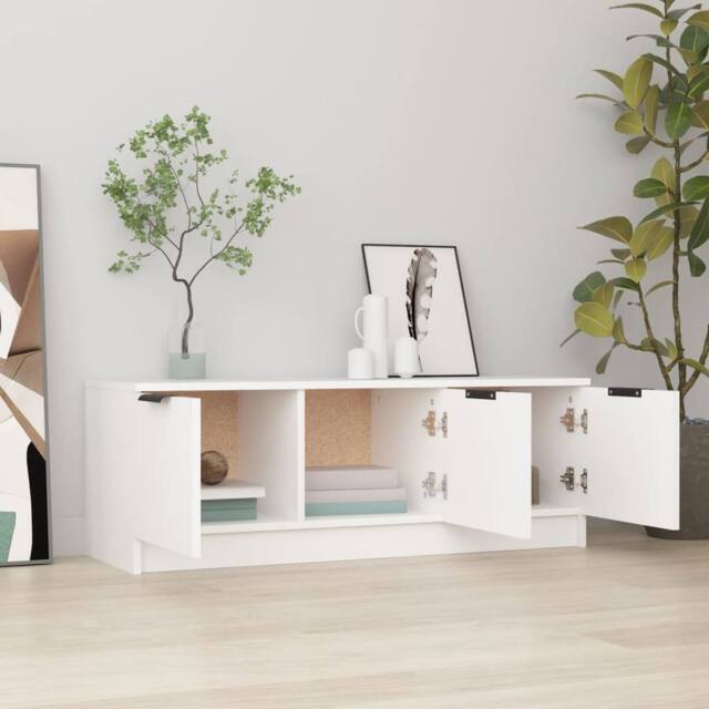 Berkfield Home TV Cabinet White 102x35x36.5 cm Engineered Wood - image 1