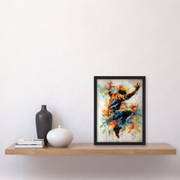Artery8 Freestyle Dancing Street Dance Vibrant Paint Splat Artwork Framed Wall Art Print A4 in Black - thumbnail 2