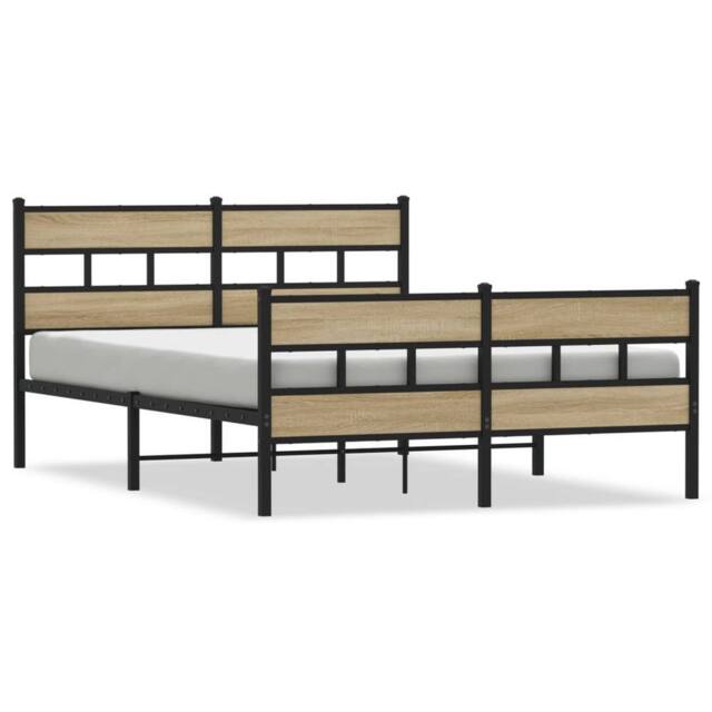 Berkfield Home Metal Bed Frame without Mattress Sonoma Oak 160x200 cm in Brown - image 1