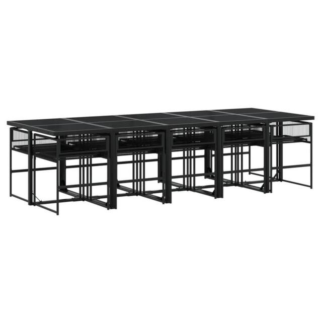 Berkfield Home Beautiful 11 Piece Garden Dining Set Black Poly Rattan - image 1