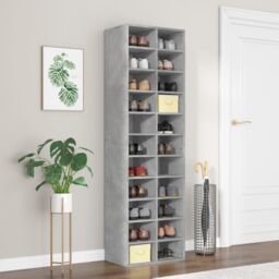 Berkfield Home Shoe Cabinet Concrete Grey 54x34x183 cm Engineered Wood - Size: 54 x 34 x 183 cm - thumbnail 1