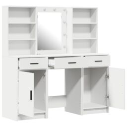 Berkfield Home 3 Piece Dressing Table Set White Engineered Wood - thumbnail 6