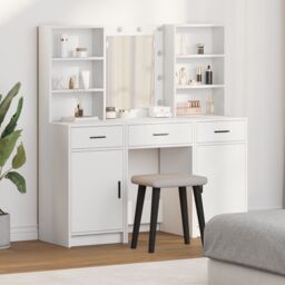 Berkfield Home 3 Piece Dressing Table Set White Engineered Wood - thumbnail 1