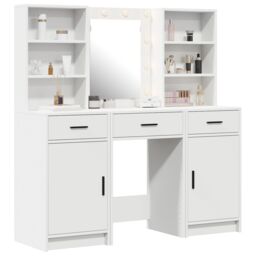 Berkfield Home 3 Piece Dressing Table Set White Engineered Wood - thumbnail 3