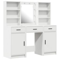 Berkfield Home 3 Piece Dressing Table Set White Engineered Wood - thumbnail 2