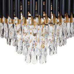 Wyld and Coco Glamour Chandelier Gold and Black Iron Pendant with Crystals - thumbnail 6