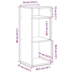 Berkfield Home Book Cabinet White 34x31x80 cm Engineered Wood - Size: 34 x 31 x 80 cm - thumbnail 9