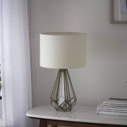 First Choice Lighting Polly - Antique Brass 50cm Table Lamp with Faux Linen Shade in Bronze - thumbnail 6