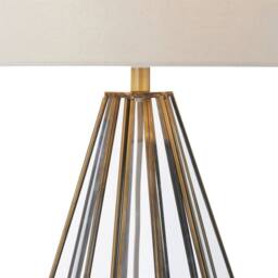 First Choice Lighting Polly - Antique Brass 50cm Table Lamp with Faux Linen Shade in Bronze - thumbnail 4