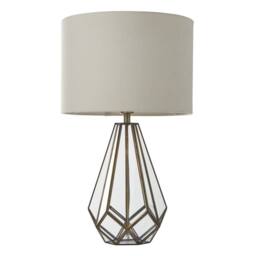 First Choice Lighting Polly - Antique Brass 50cm Table Lamp with Faux Linen Shade in Bronze - thumbnail 1