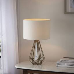 First Choice Lighting Polly - Antique Brass 50cm Table Lamp with Faux Linen Shade in Bronze - thumbnail 5