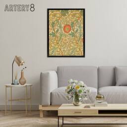 "Artery8 Pink Carnations & Roses W. Morris Black Framed Canvas Wall Art - Size: W12"" x H16""" - thumbnail 3