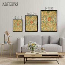 "Artery8 Pink Carnations & Roses W. Morris Black Framed Canvas Wall Art - Size: W12"" x H16""" - thumbnail 4