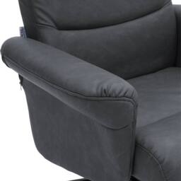 VOGREX PU Leather Swivel Recliner Executive Armchair with Footstool Set in Grey - thumbnail 4