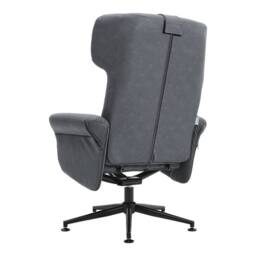 VOGREX PU Leather Swivel Recliner Executive Armchair with Footstool Set in Grey