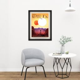 "Artery8 Wall Art Print Kepler-16b Relax Land Two Suns NASA Space Tours Travel Large Framed Wall Décor Art in Black - Size: W18"" x H24""" - thumbnail 2