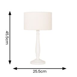 ValueLights Victoria Candlestick White Wood Table Lamp with Cream Boucle Drum Lamp Shade - thumbnail 6